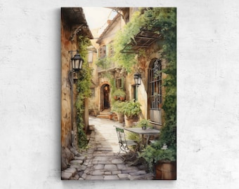 Italy Alleyway, Acrylic Painting, Modern Wall Art, Framed Canvas Print, Ready To Hang, Vertical Print, Italy Posters, Urban Decor