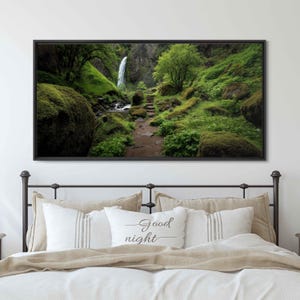 Hidden Hiking Trail to Tranquil Waterfall, Wall Art Canvas Print