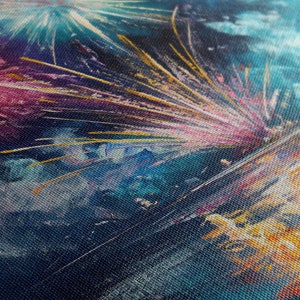 Exploding Fireworks Over Water Wall Art Canvas Print, Colorful Explosions In Sky, Ready To Hang image 5
