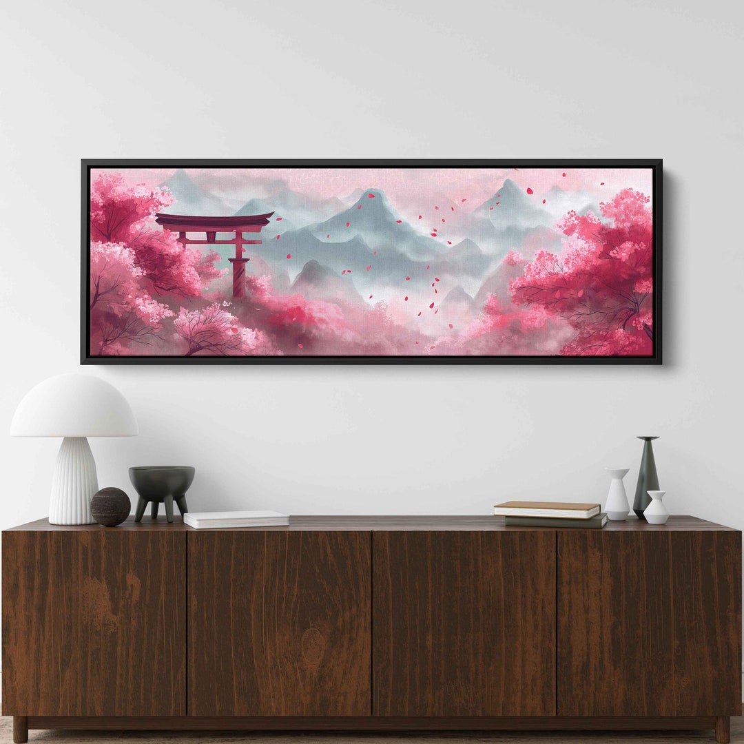 Japanese Cherry Blossoms Traditional Landscape Wall Art Canvas Print — free download