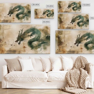 Chinese Zodiac Dragon Wall Art Canvas Print, Year Of The Wood Dragon, Traditional Chinese Painting, Ready To Hang Bild 6