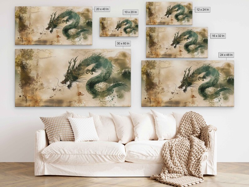 Chinese Zodiac Dragon Wall Art Canvas Print, Year Of The Wood Dragon, Traditional Chinese Painting, Ready To Hang Bild 6