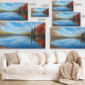 Peaceful Lake Surrounded by Autumn Forest Wall Art Canvas Print, Fall ...