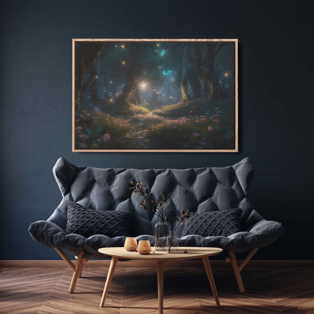 Enchanted Dreamy Firefly Forest | Canvas Wall Art Ready to Hang ...