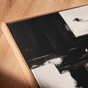 Black and White Brush Strokes Minimalist Abstract Wall Art Canvas Print ...