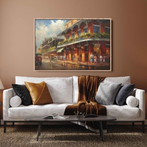 New Orleans French Quarter | Impressionist Oil Painting | Digital Print On Canvas | Nola Art | Urban Decor | Living Room Decor
