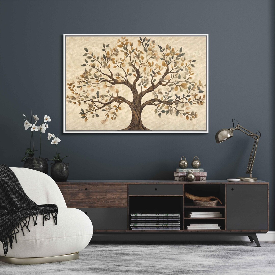 Tree of Life Vintage Illustration, Wall Art Canvas Print, Earth-toned ...