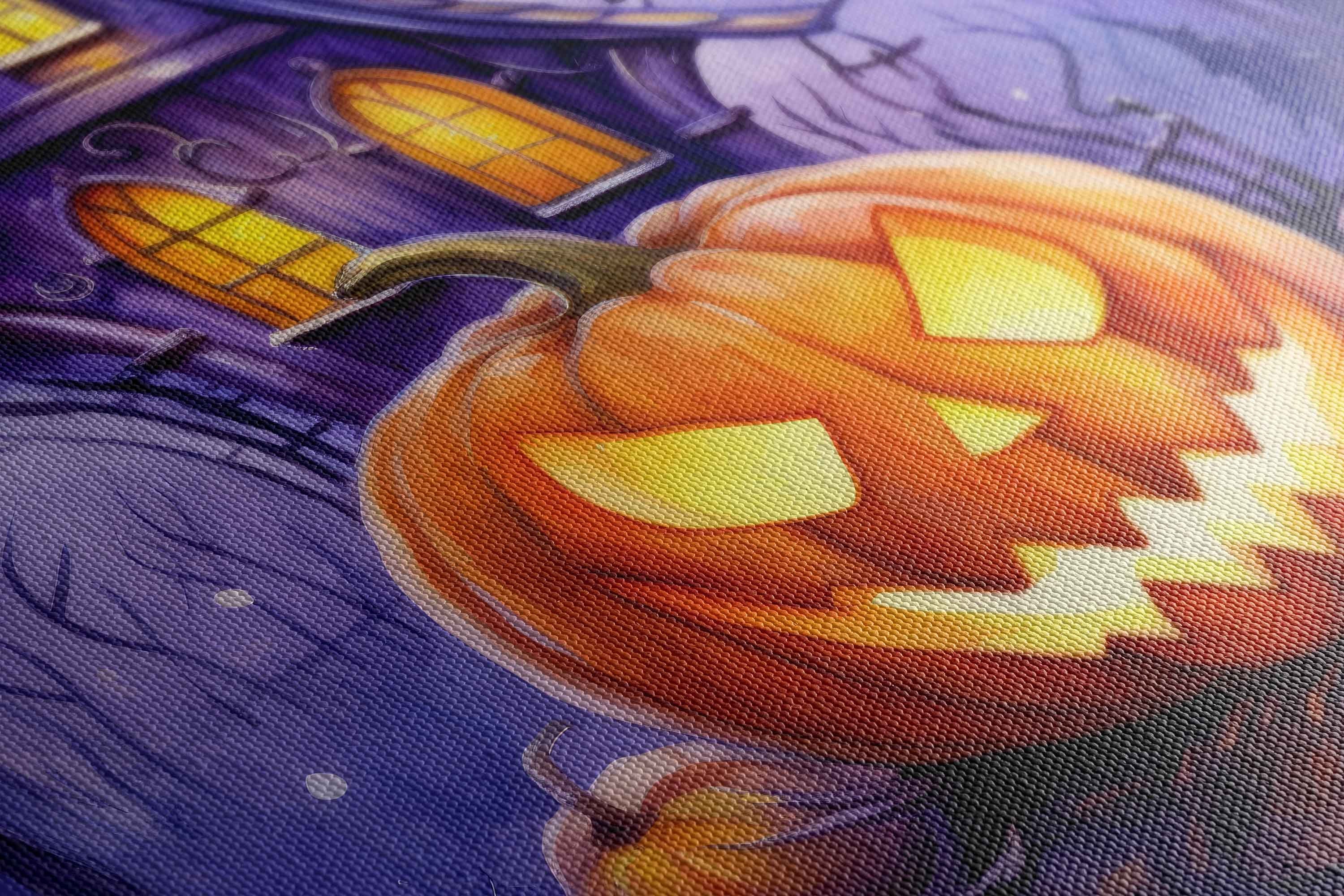 Halloween Jack O Lantern Watercolor Painting, Canvas Wall Art Print ...