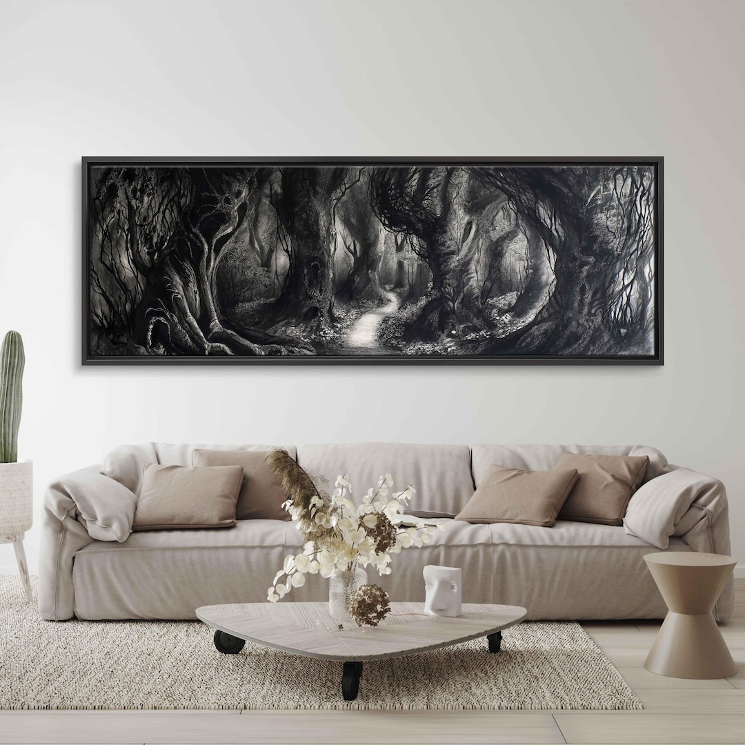 Winding Path Through Dark Forest Wall Art Canvas Print, Twisted Trees ...