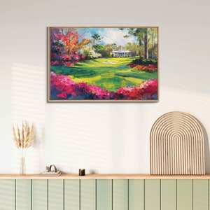 Augusta National Golf Course Clubhouse Acrylic Wall Art Canvas Print, Gift For Golfer, Beautiful Foliage, Ready To Hang
