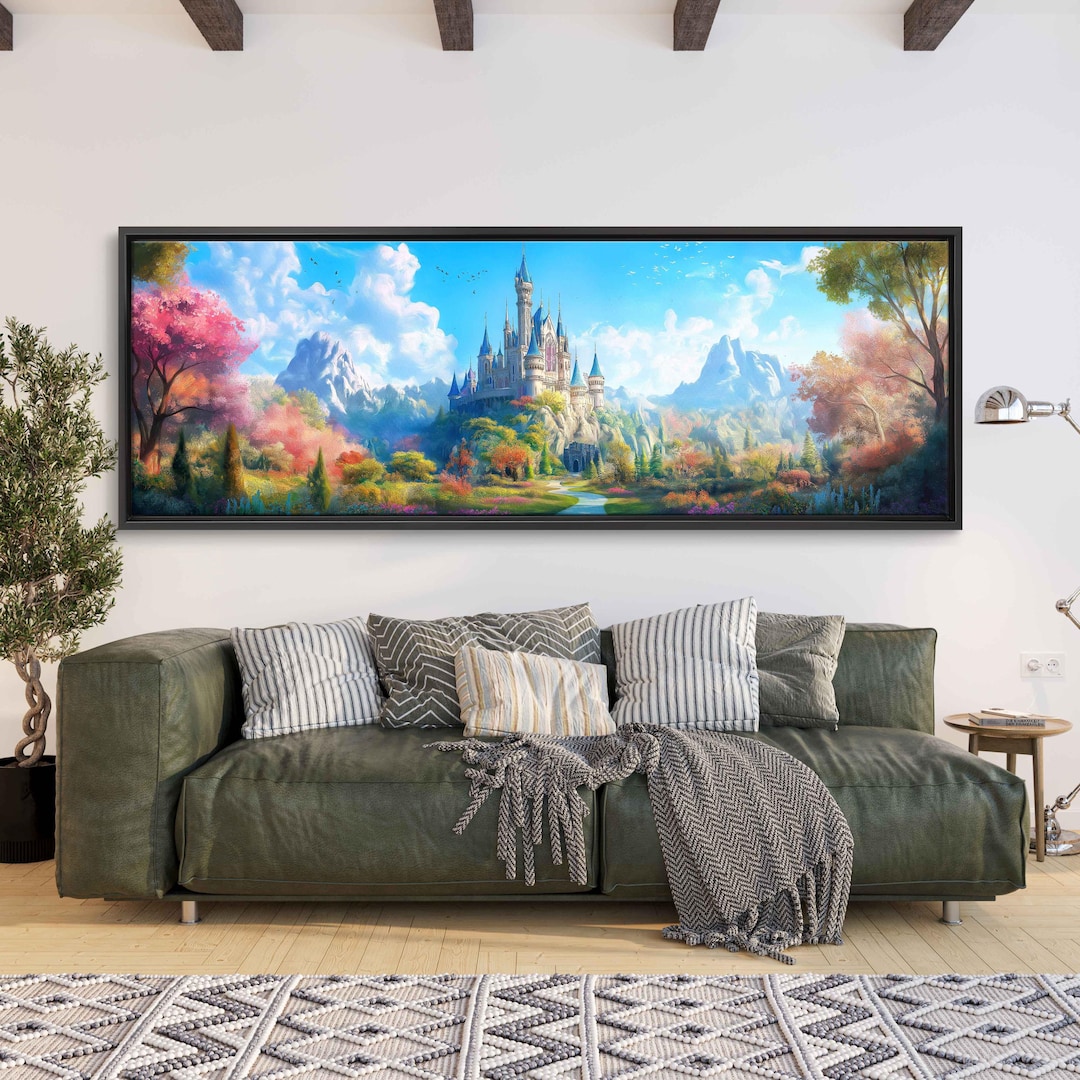 Fairytale Castle, Wall Art Canvas Print, Whimsical Landscape, Vivid ...