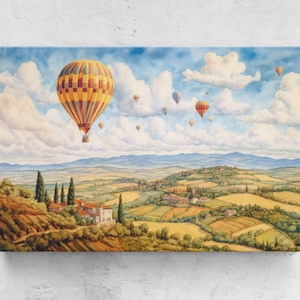 Watercolor Hot Air Balloons, Framed Canvas Wall Art, Unique And Colorful Home Wall Decor, Modern Art