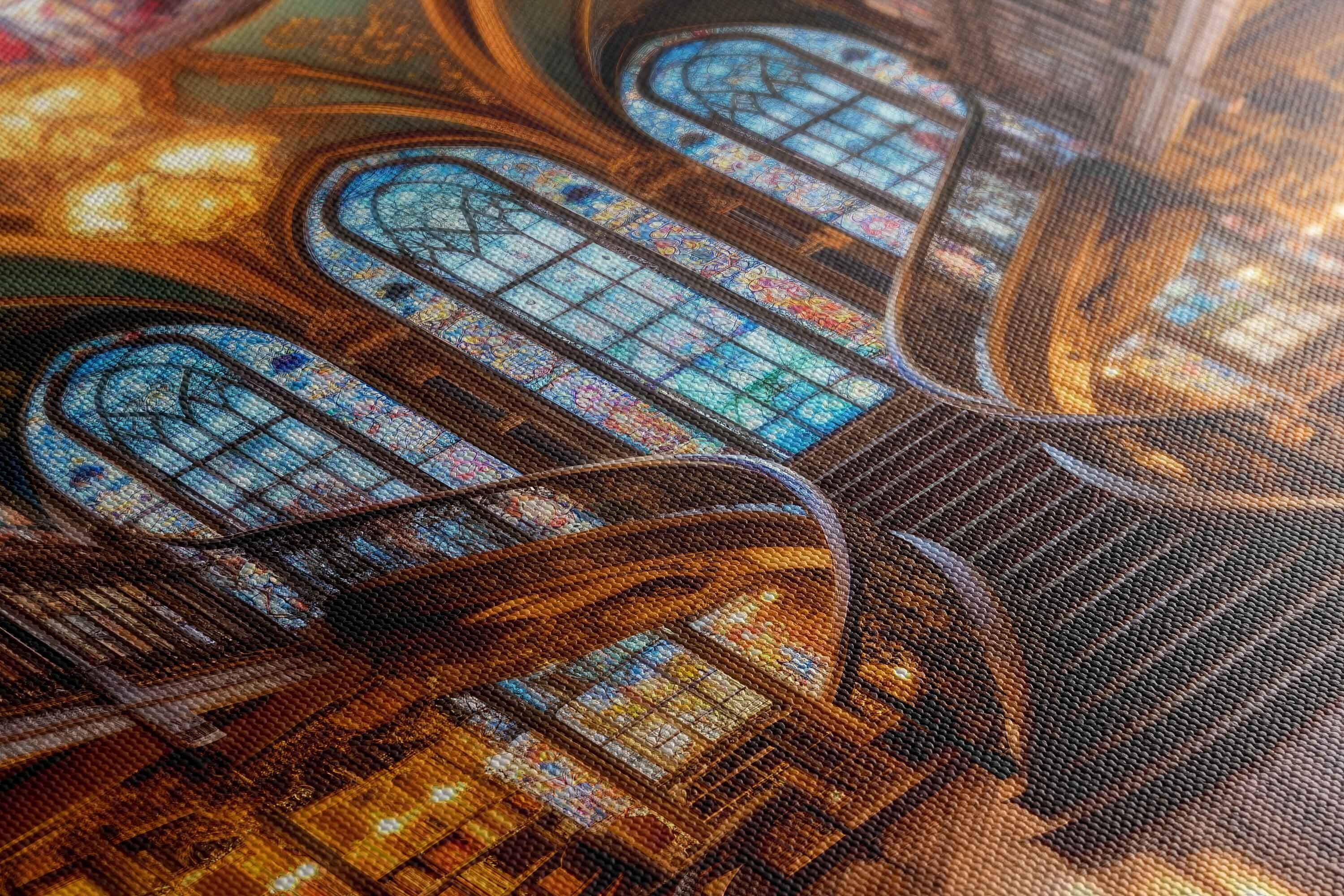 Grand Library Photorealistic Print, Framed Canvas Wall Art, Ready to ...