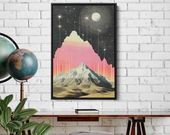 Mountain Range Multiverse Wall Art Canvas Print, Interstellar, Galaxy, Outer Space, Ready To Hang