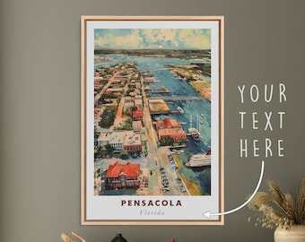 Pensacola Florida Acrylic Painting Travel Art, Framed Canvas Wall Art, Framed Fine Art Poster Paper Print, Travel Home Decor