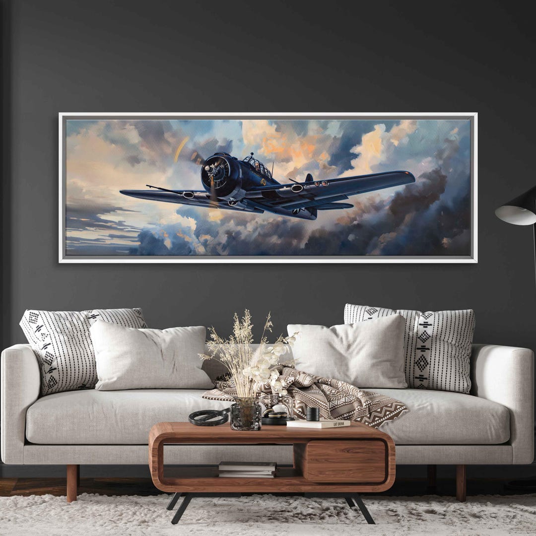 WWII Vintage Military Aircraft, War Thunder Aircraft Art Retro Poster Wall Art Paintings Canvas Wall Decor Home Decor Living Room Decor Aesthetic