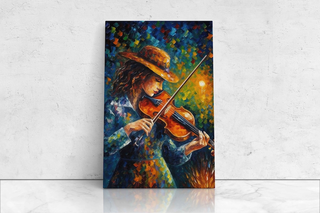 Woman Playing Violin Oil Painting on Canvas | Digital Print | Palette ...