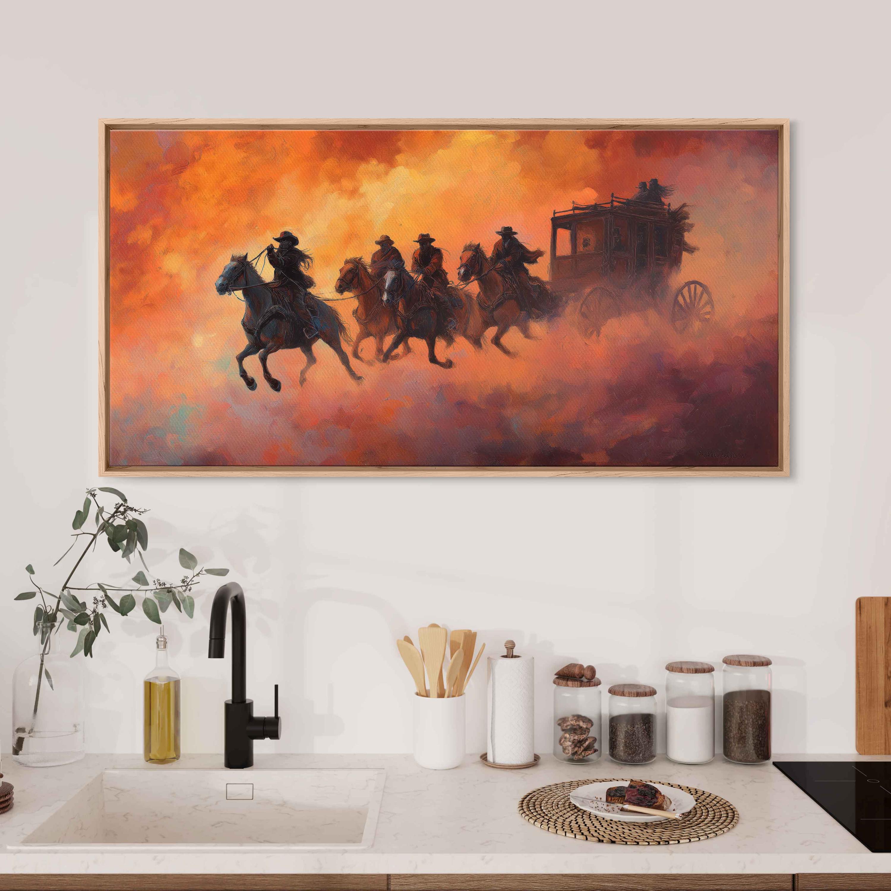 Stagecoach Chase, Wall Art Canvas Print, Thrilling Wild West Scene ...