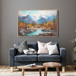 Talkeetna Alaska Beautiful Oil Painting, Digital Print On Canvas, Framed Canvas, Landscape Art, Living Room Decor, Ready To Hang