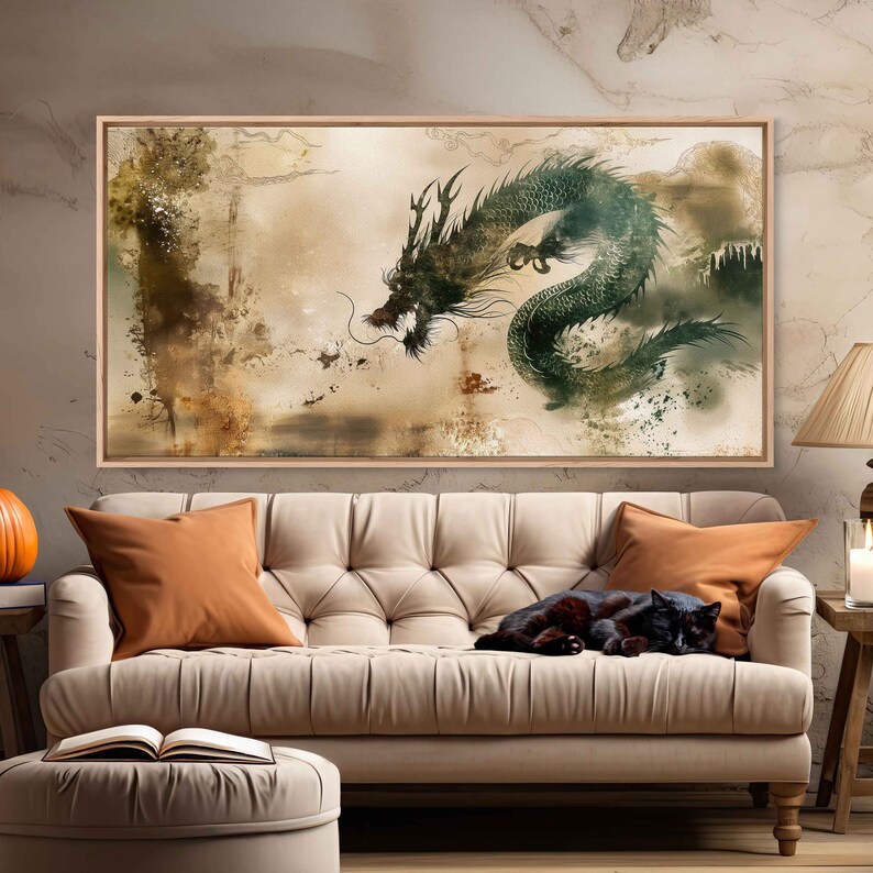 Chinese Zodiac Dragon Wall Art Canvas Print, Year Of The Wood Dragon, Traditional Chinese Painting, Ready To Hang Bild 4