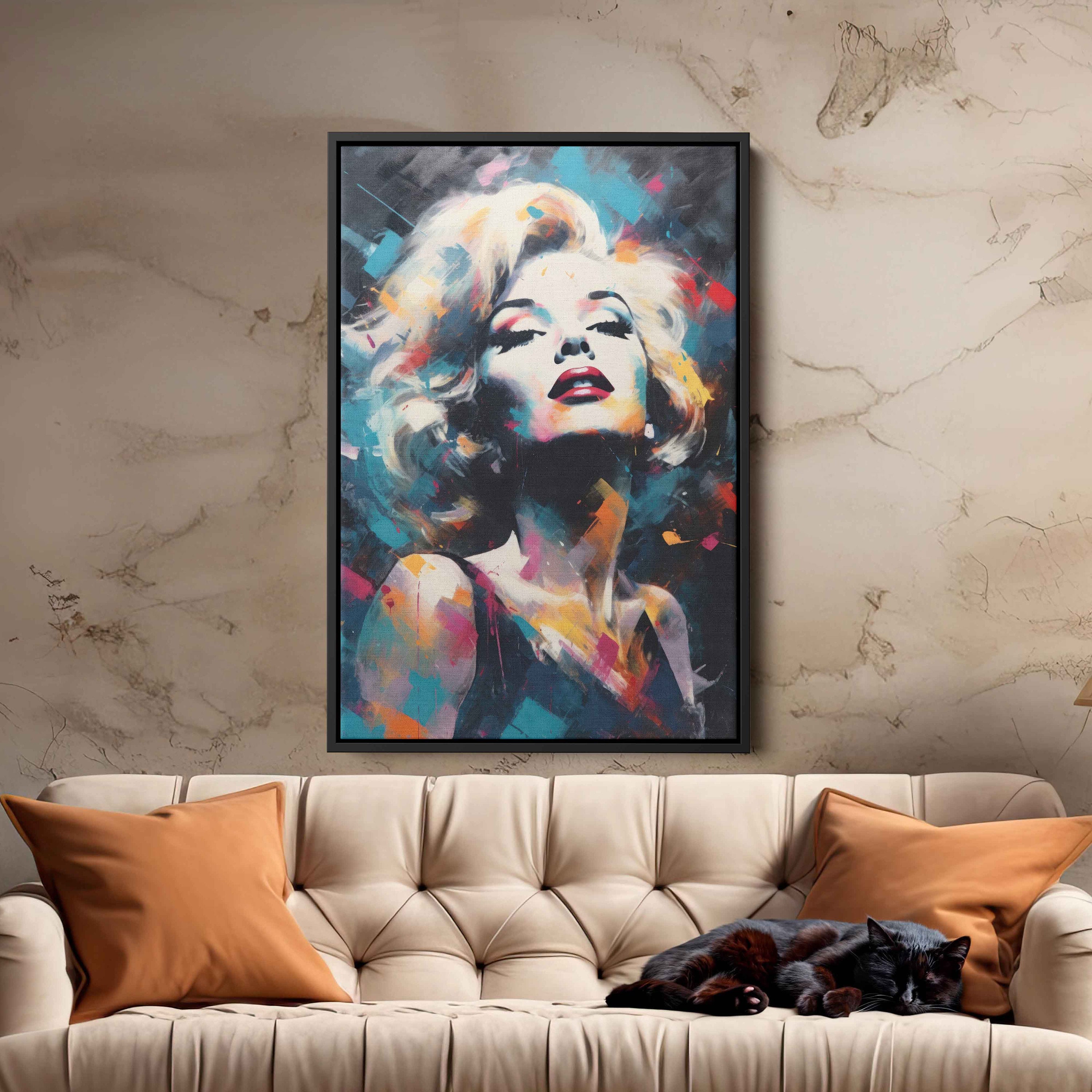 Marilyn Monroe Diamond Art Abstract Painting, Framed Canvas Print ...