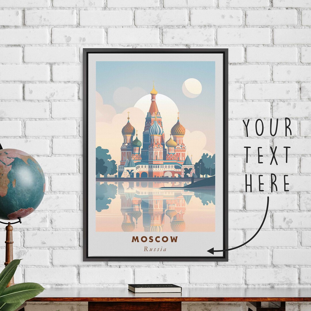 Mosco Frame Moscow Russia Acrylic Painting Travel Art, Framed Canvas Wall Art ...
