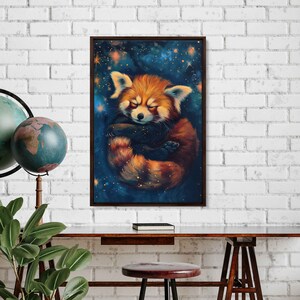 Astral Fox Cub Wall Art Canvas Print, Starry Sky, Outer Space Animal Art, Fantasy Art, Gift For Animal Lover, Ready To Hang