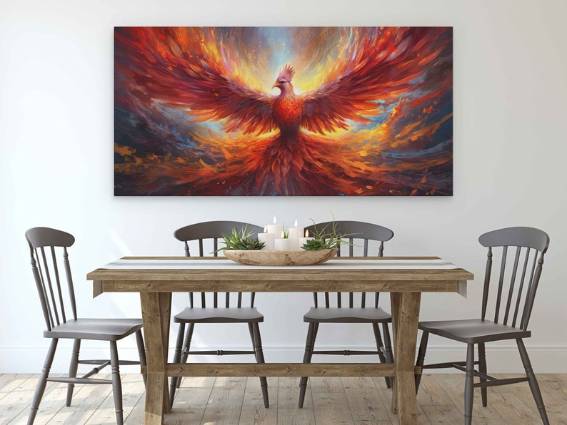 Phoenix Rising From The Ashes, Canvas Print, Framed Canvas Options, Ready To Hang image 9