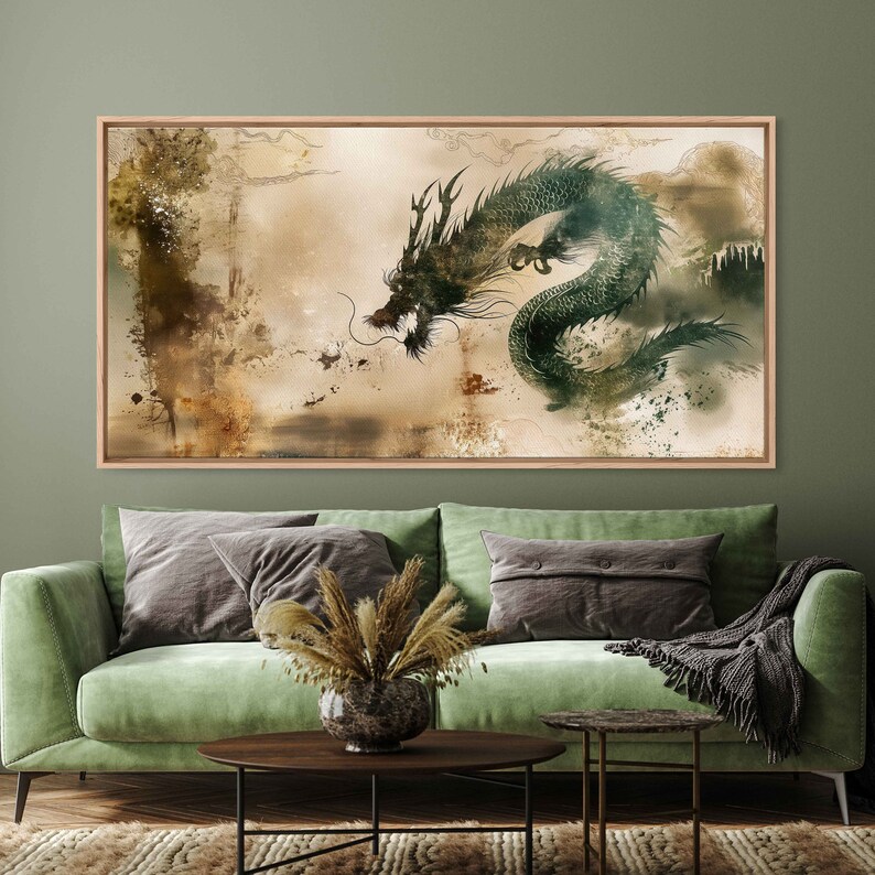 Chinese Zodiac Dragon Wall Art Canvas Print, Year Of The Wood Dragon, Traditional Chinese Painting, Ready To Hang Bild 9