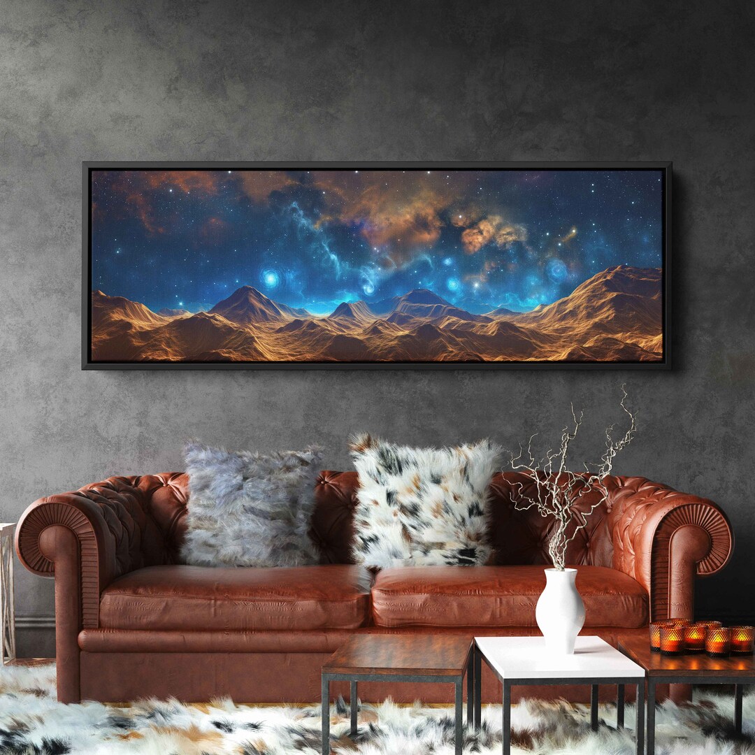 Nebula With Stars and Galaxies in Background of Moon Surface Wall Art ...