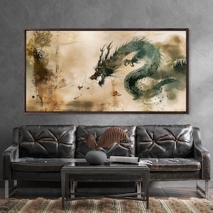 Chinese Zodiac Dragon Wall Art Canvas Print, Year Of The Wood Dragon, Traditional Chinese Painting, Ready To Hang Bild 7