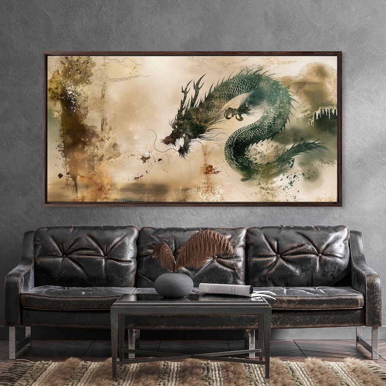 Chinese Zodiac Dragon Wall Art Canvas Print, Year Of The Wood Dragon, Traditional Chinese Painting, Ready To Hang Bild 7