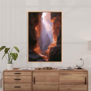 Southwestern Canyons, Wall Art Canvas Print, Dynamic Acrylic Painting, Light Rays, Rich Textures