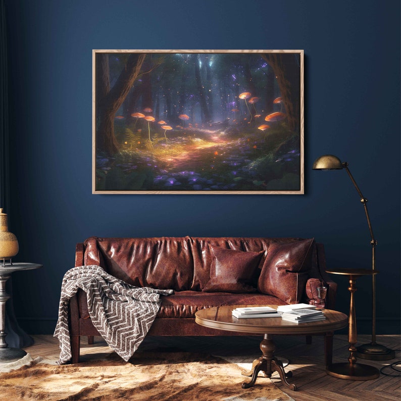 Enchanted Firefly Mushroom Forest | Canvas Wall Art Ready to Hang ...