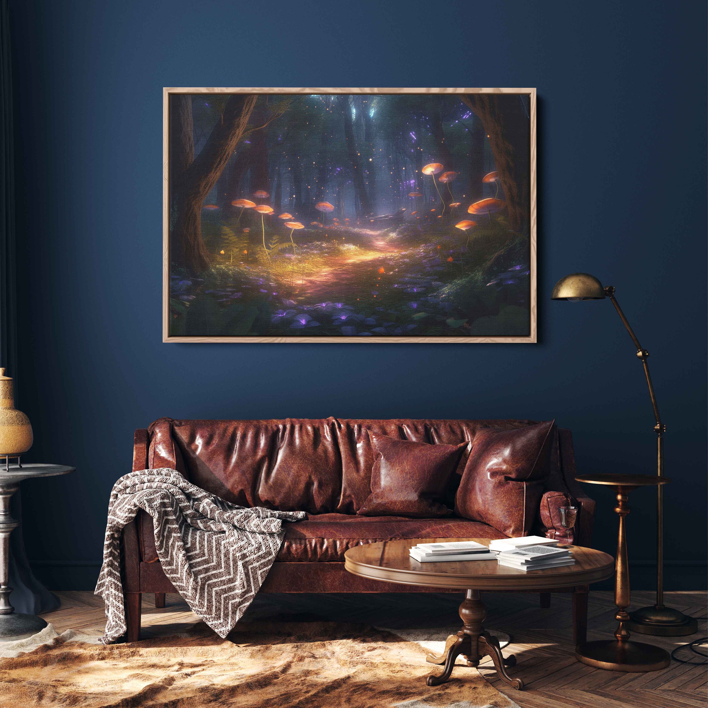 Enchanted Firefly Mushroom Forest | Canvas Wall Art Ready to Hang ...