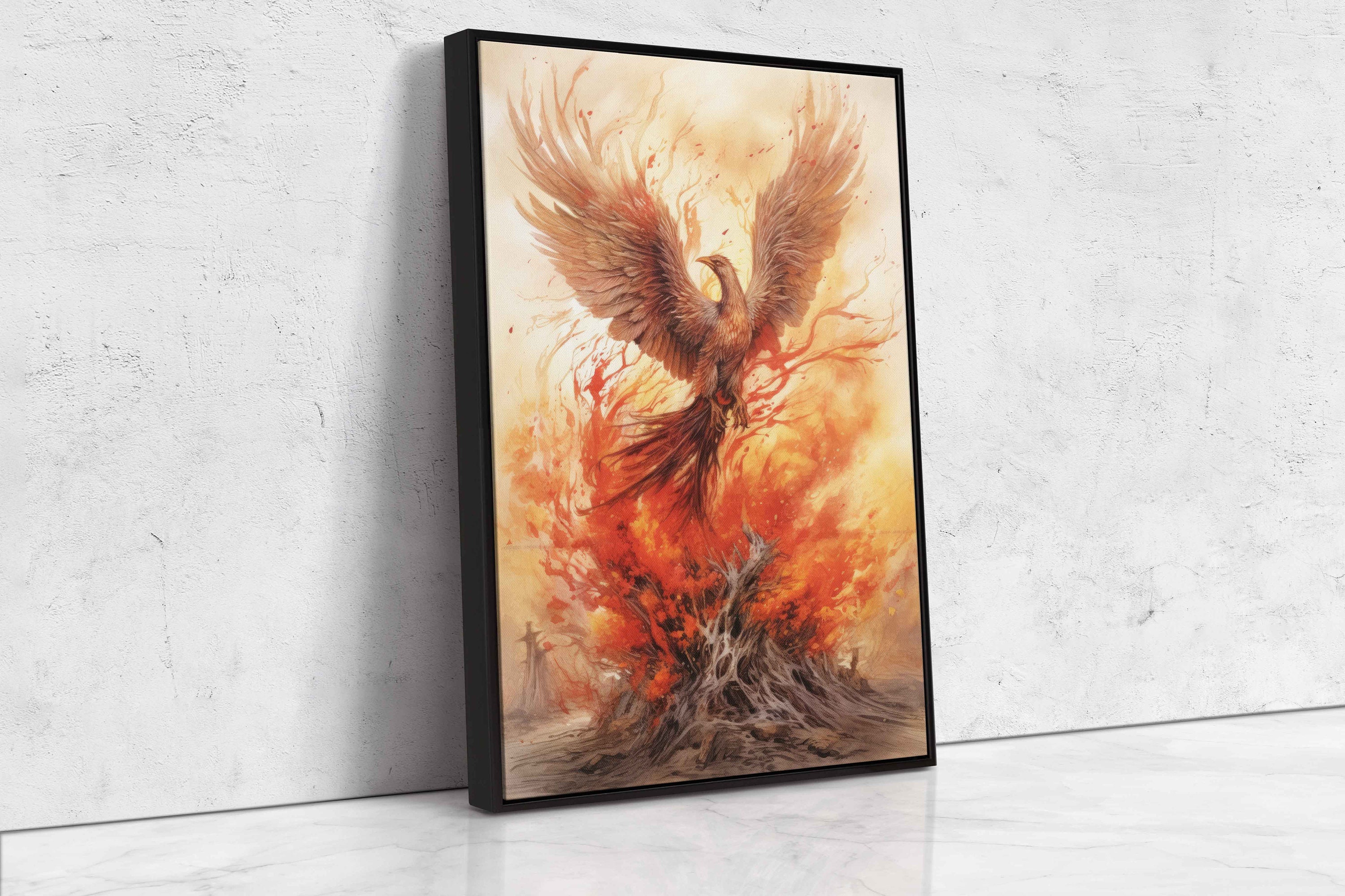 Phoenix Rising From the Ashes, Canvas Reproduction Print, Ready to