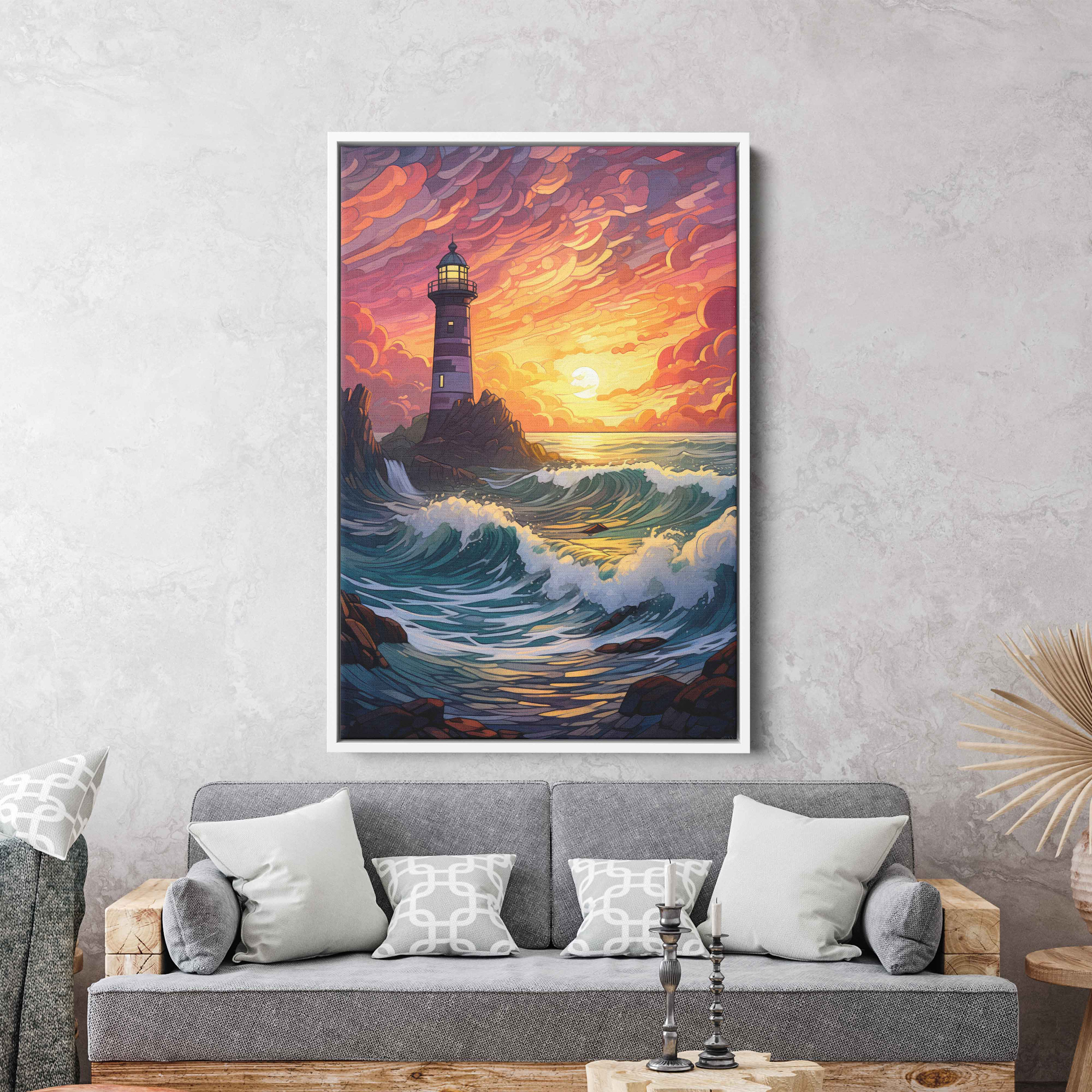 Quadro Faro Con Cornice 9x7” – Wee Blue Coo – Stampa Artistica “Lighthouse Sea Set You Free”