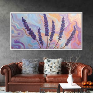 Vintage Lavender, Wall Art Canvas Print, Abstract Pastel Colors, Dynamic Oil Painting
