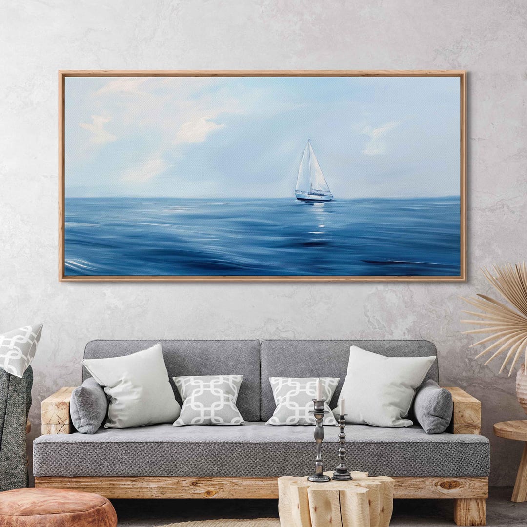 Sailboat Sailing in the Ocean Wall Art Canvas Print, Gift for Sailor ...