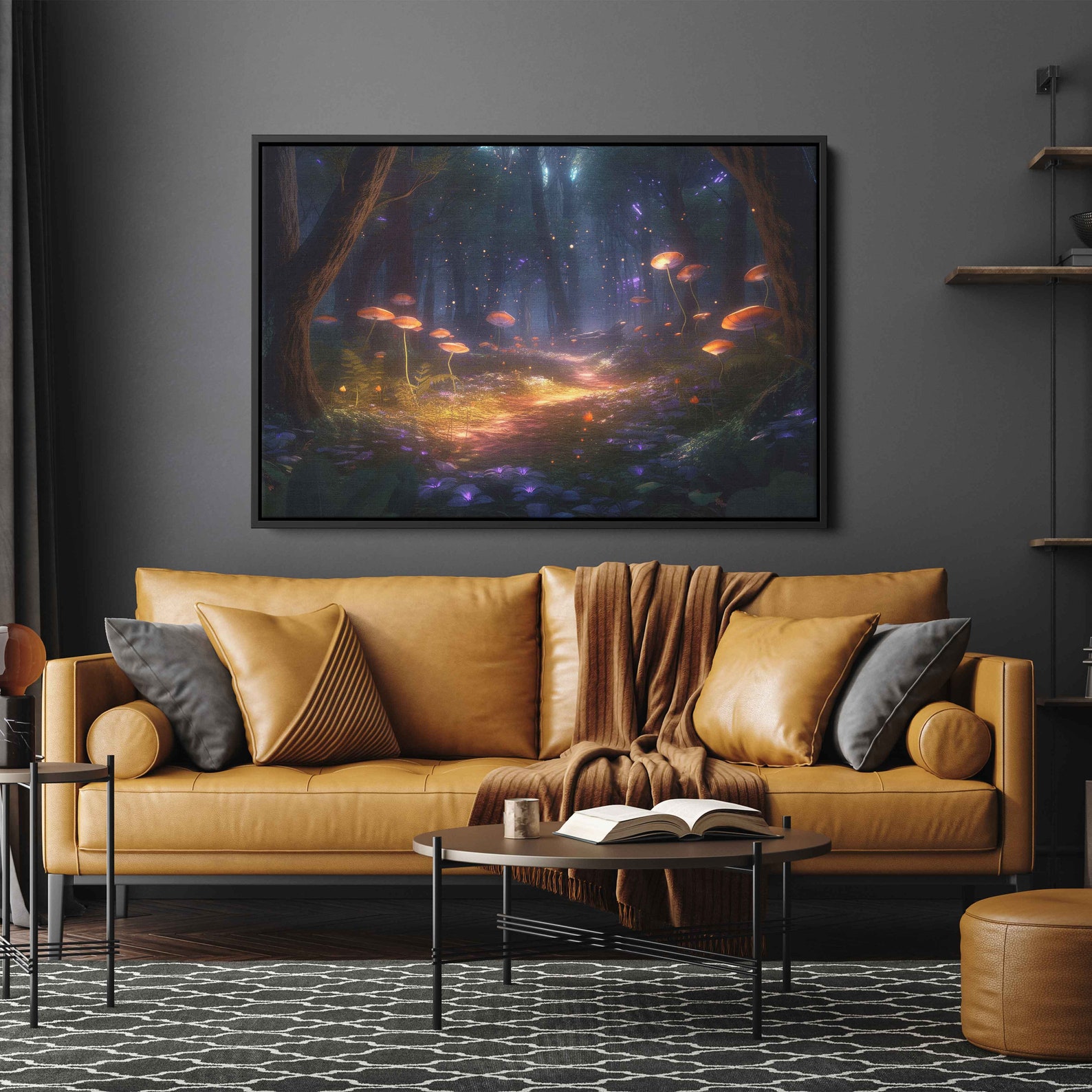 Enchanted Firefly Mushroom Forest | Canvas Wall Art Ready to Hang ...