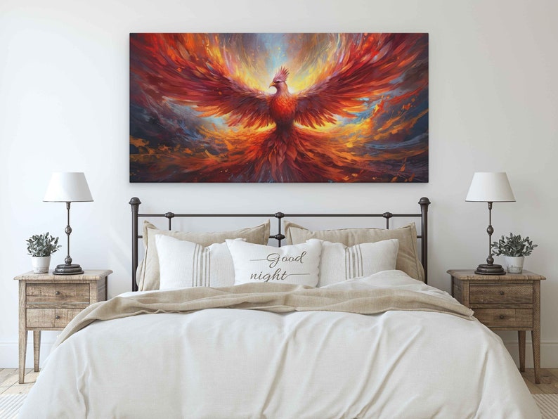 Phoenix Rising From The Ashes, Canvas Print, Framed Canvas Options, Ready To Hang image 3