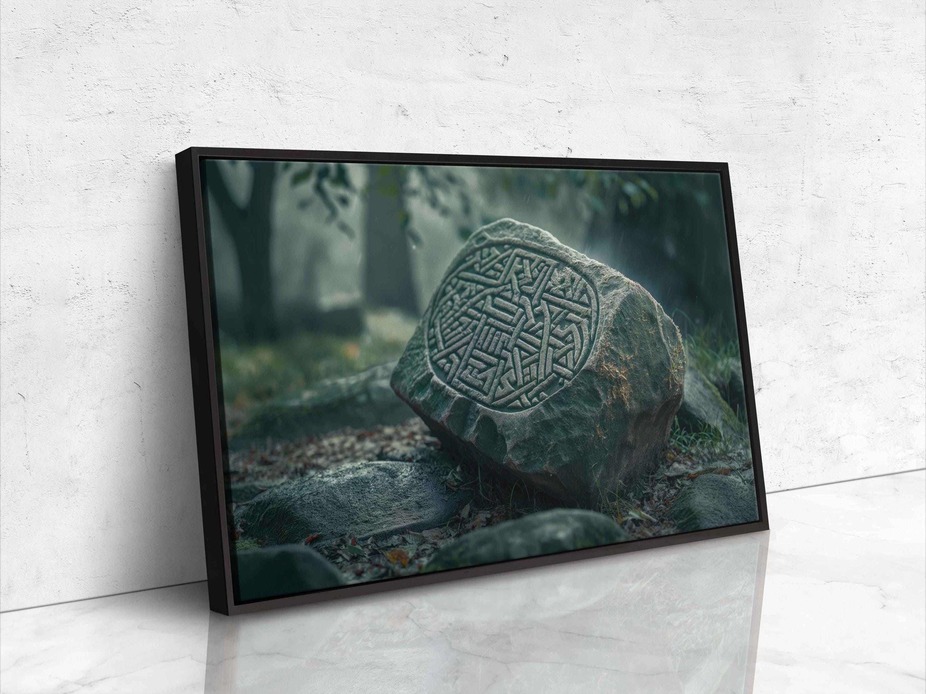 German Rune Rocks Ancient Norse Rune Stone Resting on Rocks Wall Art Canvas Print, Norse ...