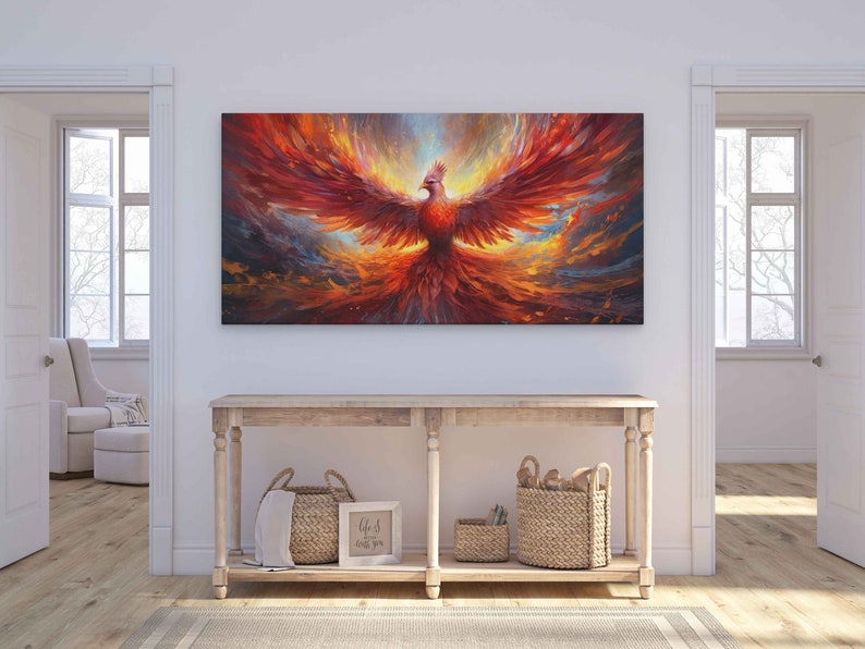 Phoenix Rising From The Ashes, Canvas Print, Framed Canvas Options, Ready To Hang image 8
