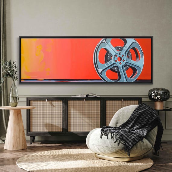 Pop Art Film Reel Acrylic Wall Art Canvas Print, Trendy Painting