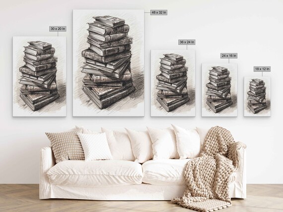 Stack of Book Expressive Drawing, Digital Illustration on