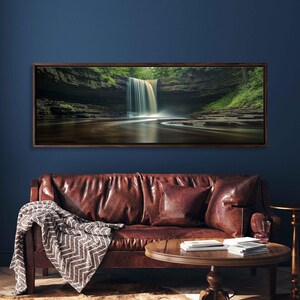 Cascading Waterfall in Lush Forest, Wall Art Canvas Print