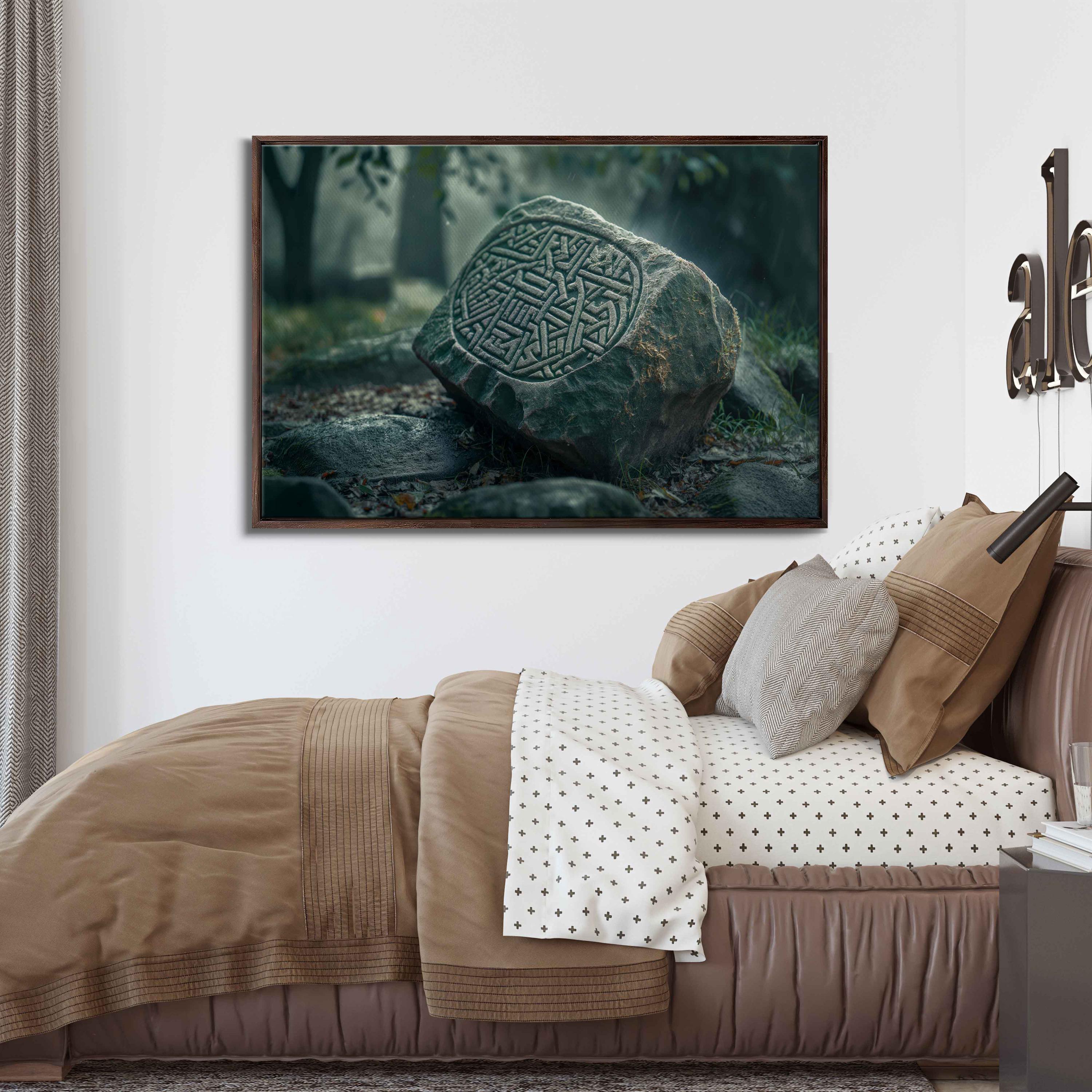 German Rune Rocks Ancient Norse Rune Stone Resting on Rocks Wall Art Canvas Print, Norse ...
