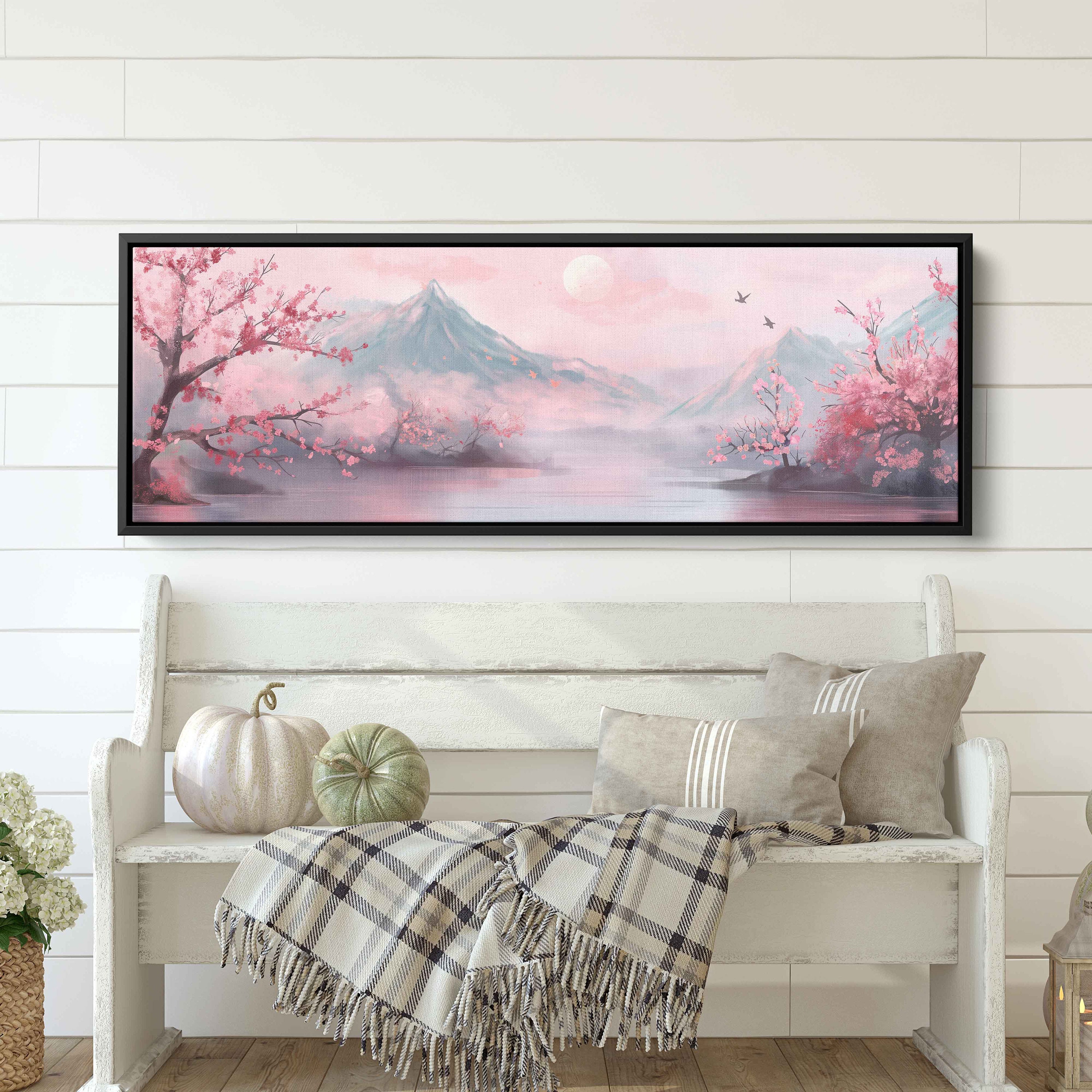 Japanese Cherry Blossoms, Traditional Asian Landscape Wall Art Canvas ...