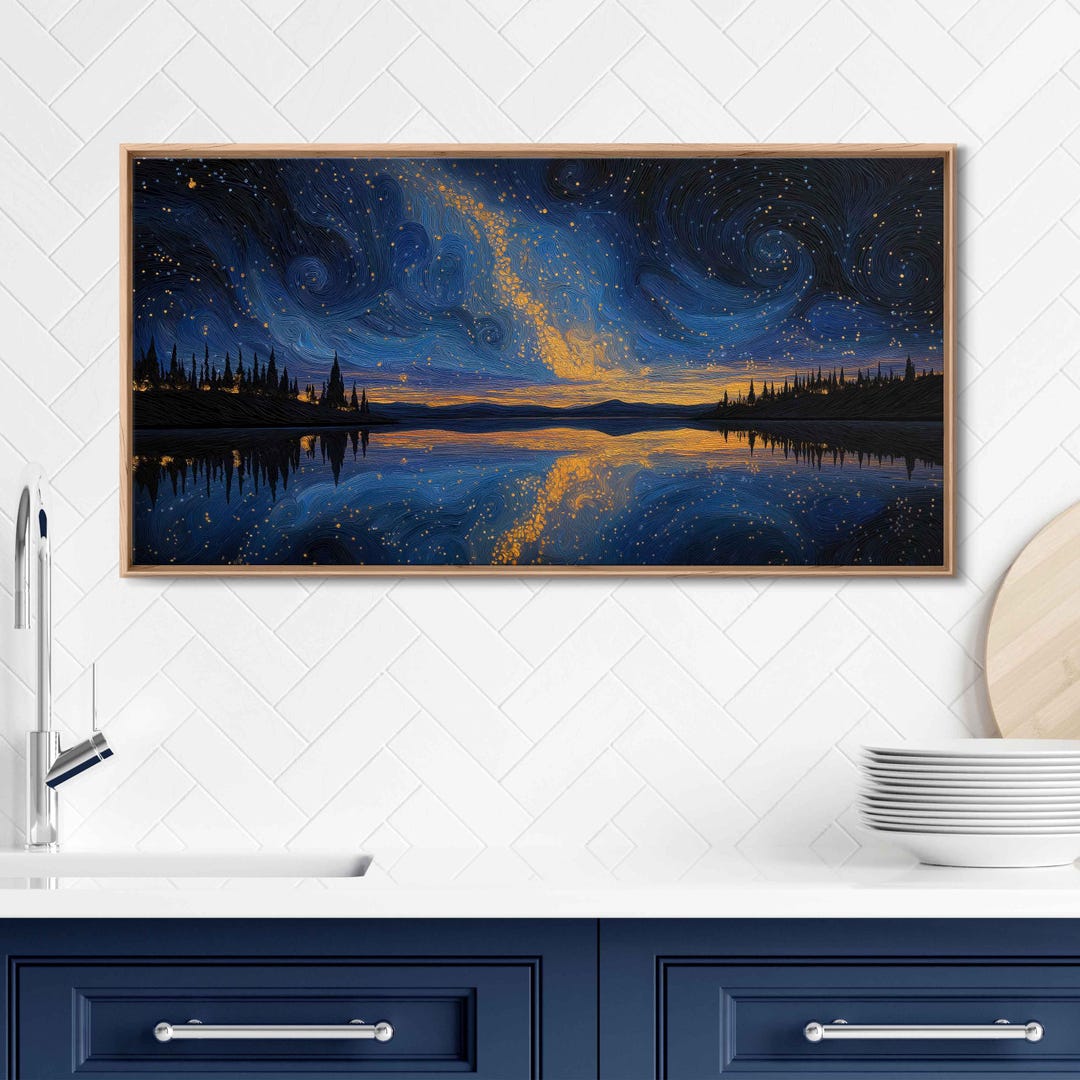 Southwestern Night Sky, Wall Art Canvas Print, Vibrant Stars and Milky ...