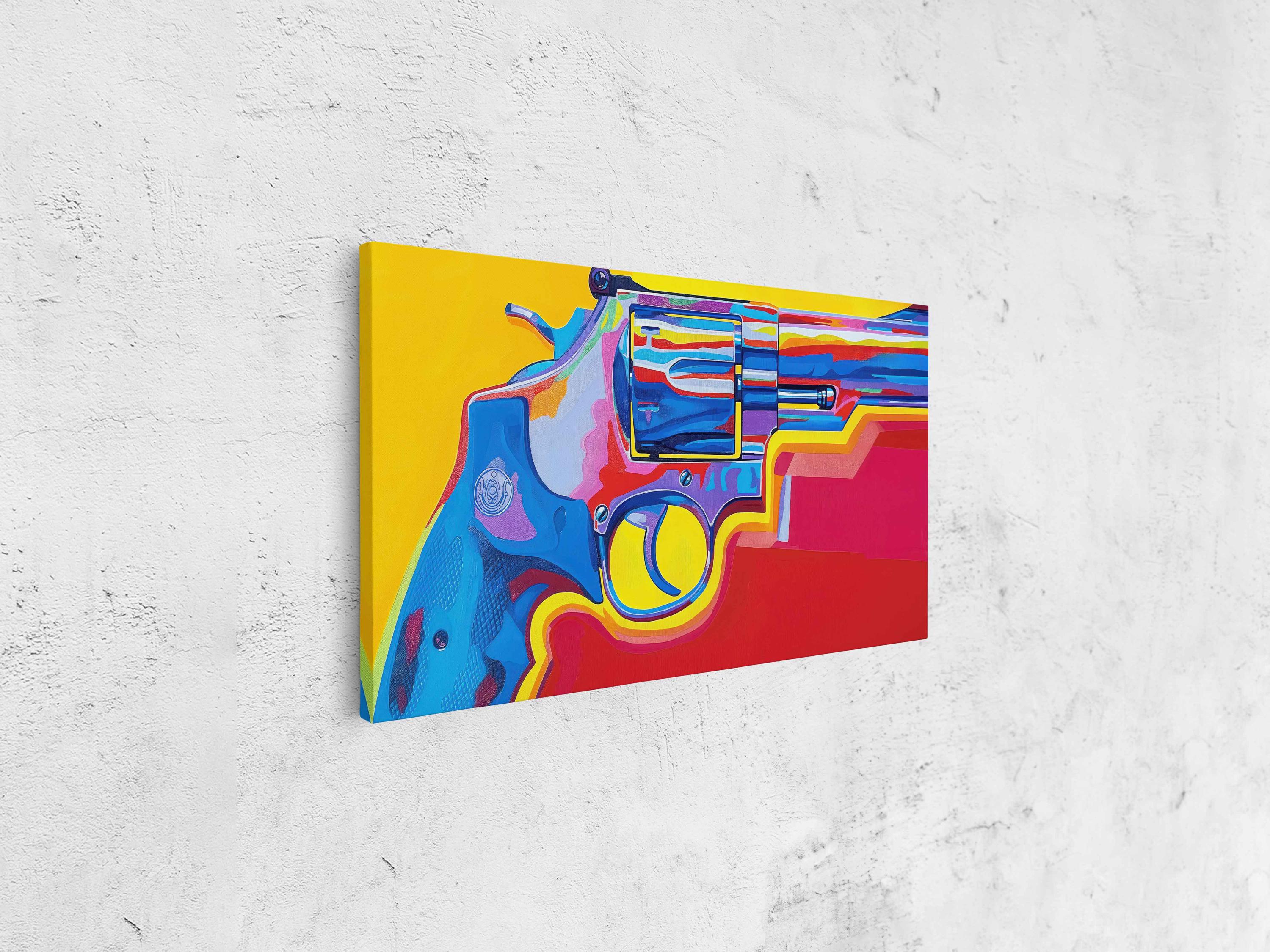 Pop Roll Revolver Pop Art Revolver Gun Acrylic Wall Art Canvas Print, Trendy Painting ...